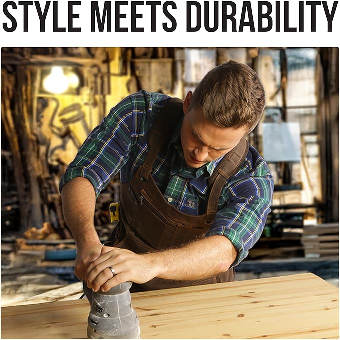 ecoZen 16oz Waxed Canvas Work Apron with Pockets - Waterproof, Fully Adjustable to Comfortably Fit Men and Women, 27 x 34 inches, Tough Tool Apron for Lasting Protection - Brown, Size S to XXL