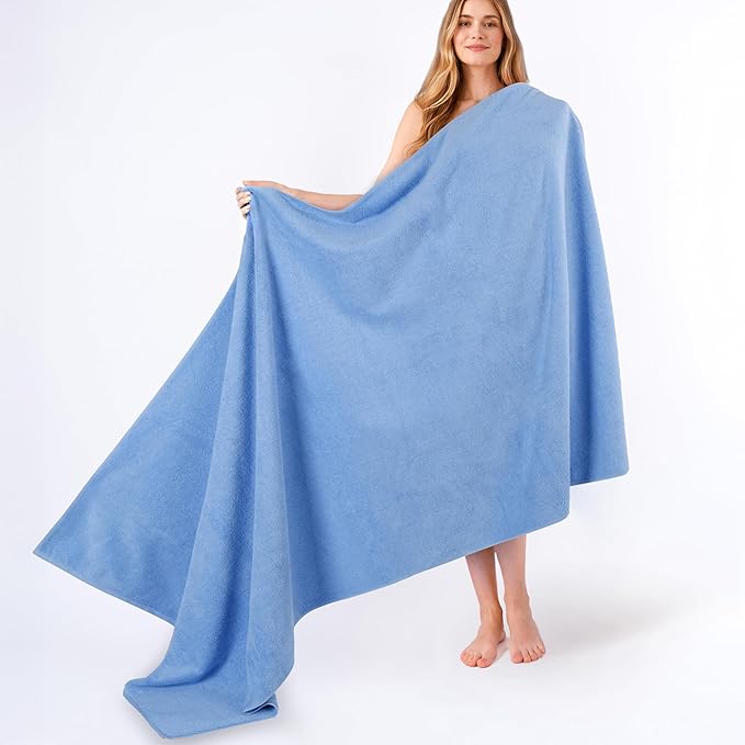 American Soft Linen 100% Cotton 600 GSM Turkish 40x80 Oversized Bath Towel Sheet, Extra Large Adult Towels for Bathroom, Sky Blue Bath Sheet