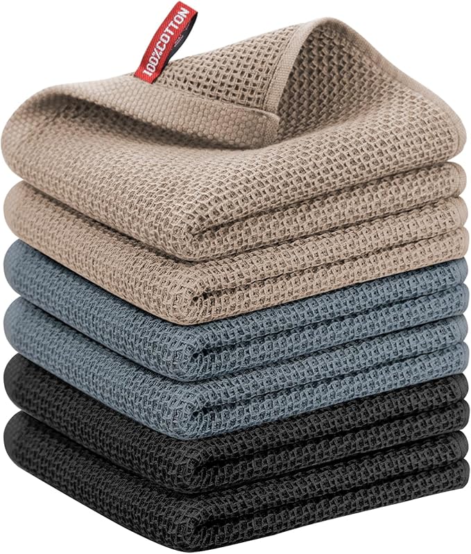 Nialnant 6 Pack Kitchen Hand Towels,100% Cotton Dish Towels for Kitchen,Extra Soft & Absorbent Dish Cloths for Washing Dishes,Cleaning Rags