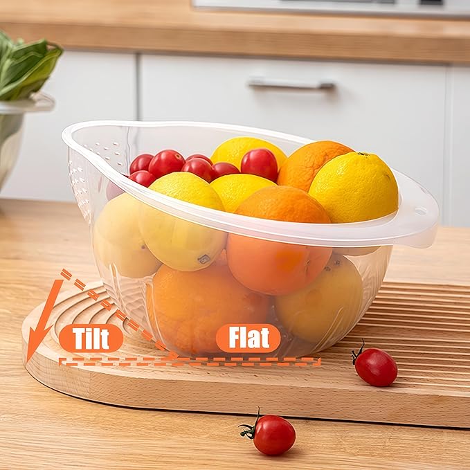 Japanese Rice Strainer Quinoa Washing Bowl Small Grains Washer Cleaner Plastic Side Drainers Colander for Rinsing Fruits, Vegetables and Beans, BPA-Free (Clear)