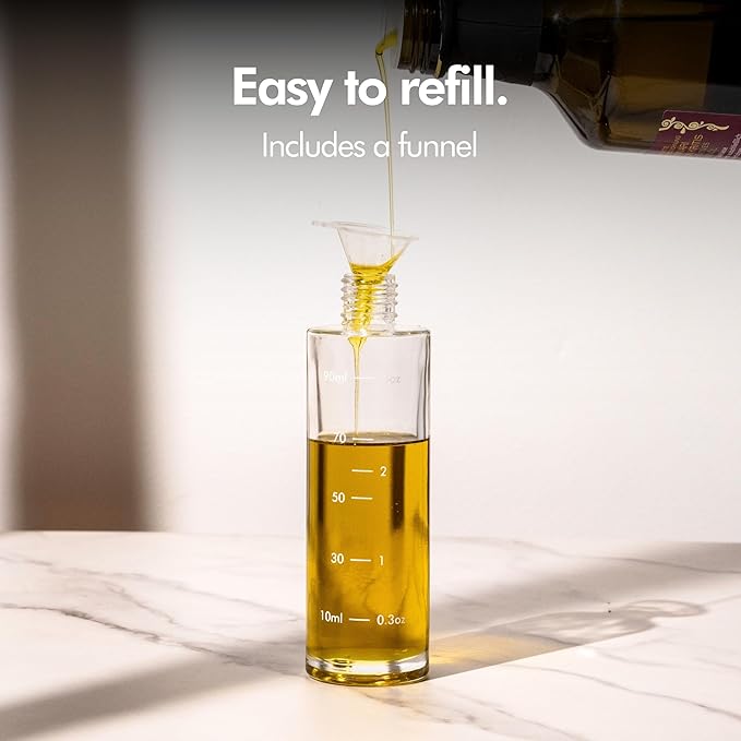 KIVY Glass Oil Sprayer for Cooking– Precise Oil & Vinegar Spray Bottle Oil Mister Spray Bottle for Food – Includes Funnel – Perfect for Cooking & Air Fryer (Glass)
