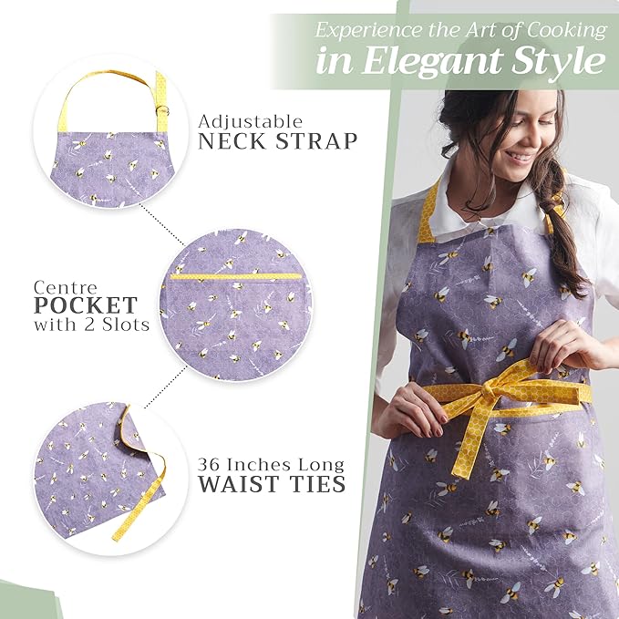 Maison d' Hermine 100% Cotton Apron for women with Pocket Kitchen Chef Apron for Men Cooking Mothers Day Gifts