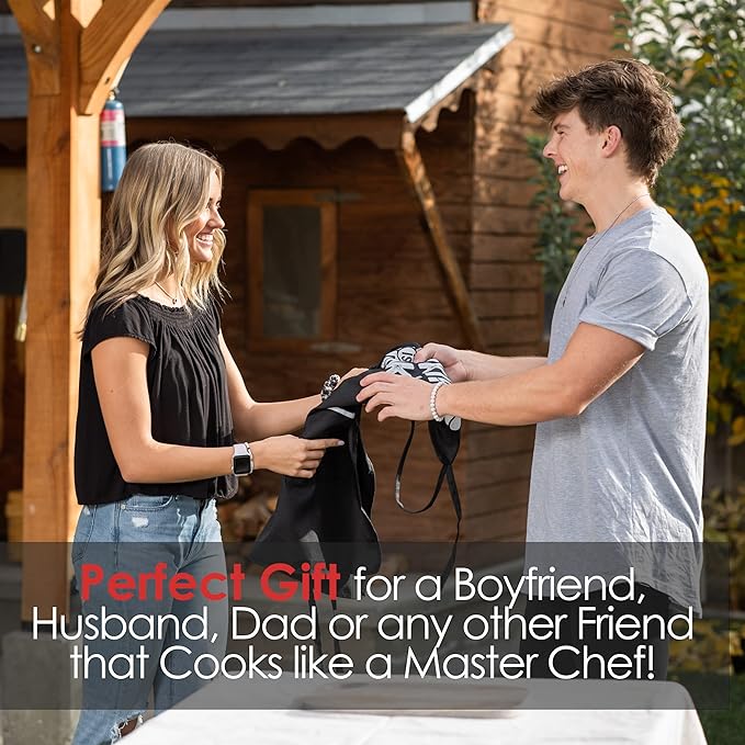 ALLER HOME&KITCHEN Funny Apron for Men, 2 Large Pockets One Size Fits All Chef Apron for Grilling, Cooking, BBQ Accessories