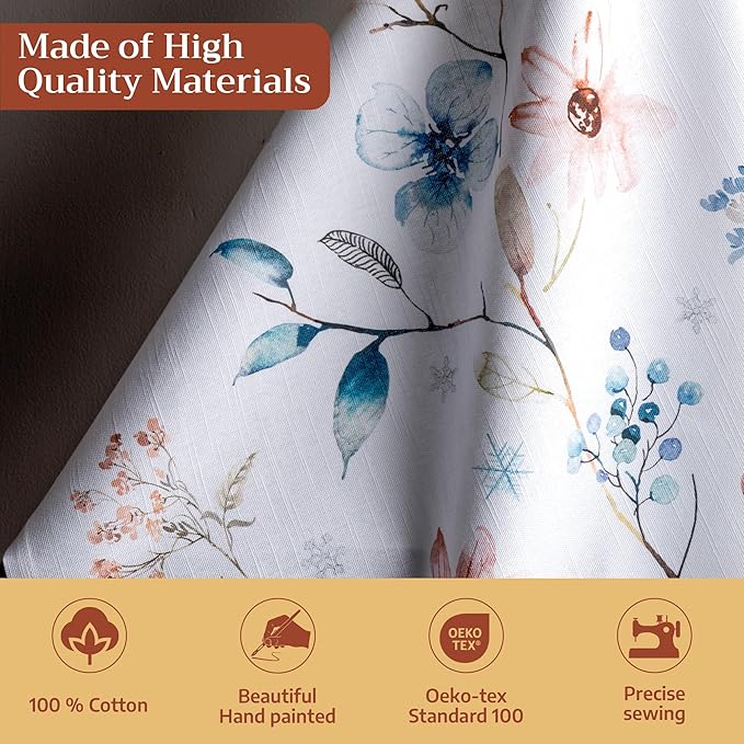 Maison d' Hermine Kitchen Towels Set of 3 100% Cotton 20" x 27.5" Reusable Cloth Tea Dish Towels Absorbent with Hanging Loop for Kitchen Dining Thanksgiving Christmas Decorations (Ice Florals)