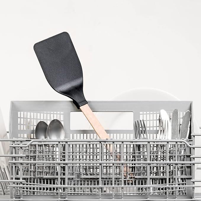 Epicurean Gourmet Series Large Nylon Turner, Spatula, Serving Tool-Natural Handle with Black Head