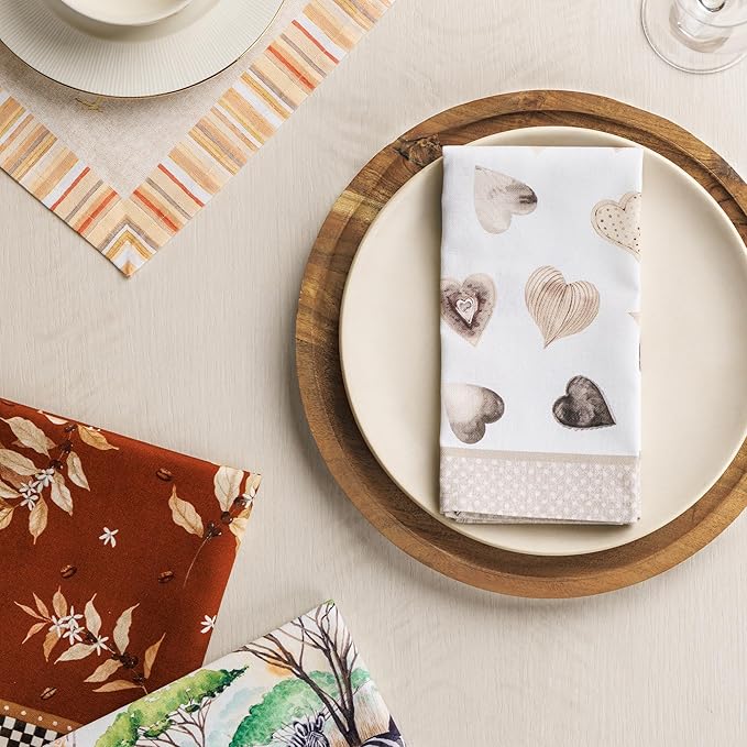 Maison d' Hermine Cloth Napkins Set of 4 100% Cotton Everyday Reusable Square Napkins Cloth Washable Dinner Party Wedding Restaurant Gifts for Mothers Day Spring/Summer (Lovely Hearts, 18" x 18")