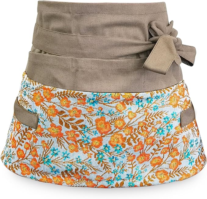 Garden Apron for Woman, Serve Apron Cute, Flora Half Apron with 8 Pockets, Valentines Gift for Mom Wife Girlfriend