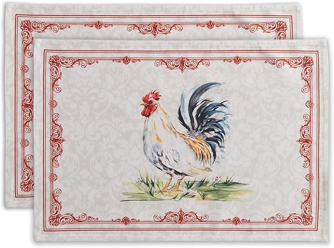 Maison d' Hermine Placemats Set of 2 100% Cotton Washable Cloth Place Mats Reusable Table Mats for Kitchen Dining Party Wedding Gifts for Mothers Day Spring/Summer (Campagne, 13" x 19")