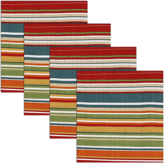 Ruvanti Cloth Napkins Set of 12 Cotton 100%, 20x20 Inches Napkins Cloth Washable, Soft, Absorbent, Cotton Napkin for Parties, Christmas, Thanksgiving, Weddings, Dinner NapkinsCloth - Multi Strip