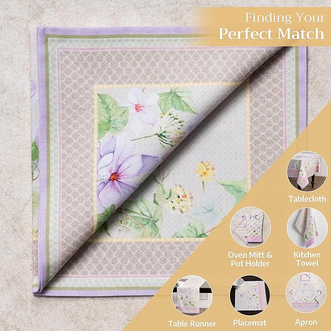 Maison d' Hermine Cloth Napkins Set of 4 100% Cotton Everyday Reusable Square Napkins Cloth Washable Dinner Wedding Restaurant Gifts for Mothers Day Spring/Summer (Magnolia Mornings, 20" x 20")