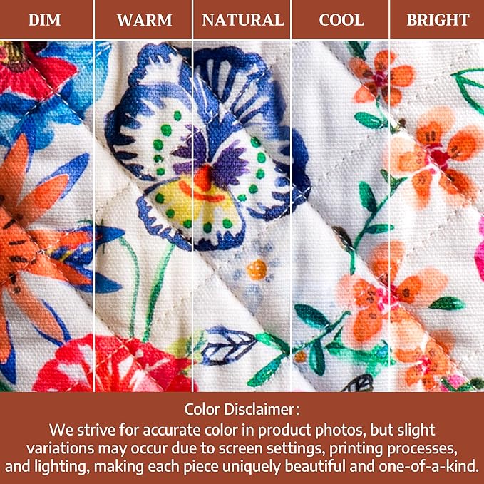 Maison d'Hermine Oven Gloves 100% Cotton Oven Mitt 7" x 13" with Loop Heat Resistant BBQ Cooking Gloves Baking Grilling Gifts for Mothers Day Spring/Summer(Pack of 1, Happy Florals - High Summer)