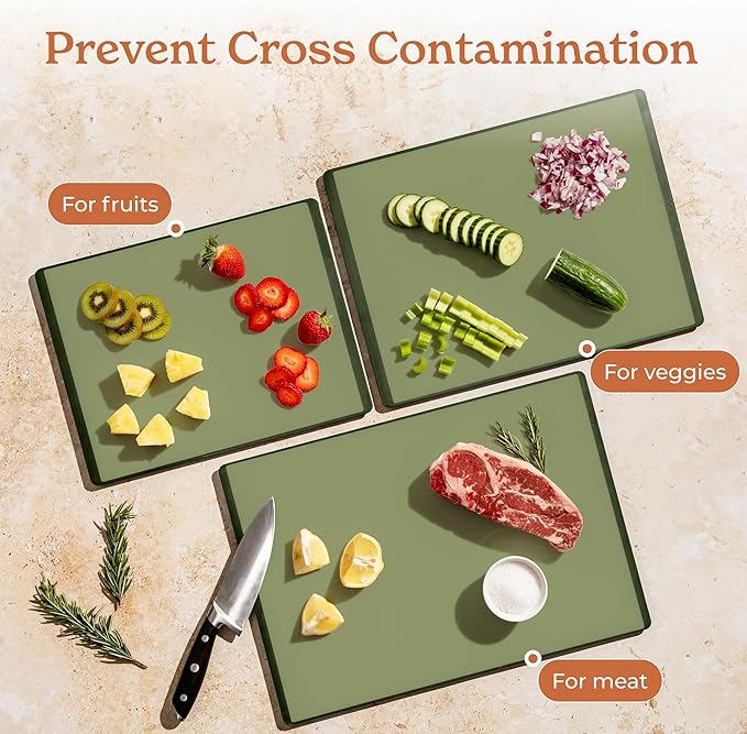 SMIRLY Plastic Cutting Board Set With Holder, Dishwasher Safe Plastic Cutting Boards Set for Kitchen, Cutting Boards for Kitchen - Plastic Chopping Board Set