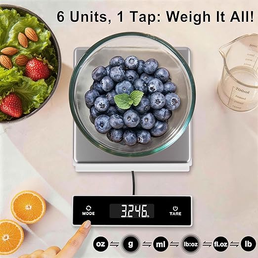 THINKSCALE Digital Kitchen Scale, 11-Pound Stainless Steel Food Scale with Pull-Out Display, 1g/0.01oz Precision for Baking, Cooking, Meal Prep, 6-Unit Conversion
