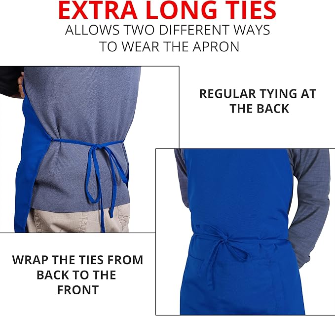 Utopia Kitchen 2 Pack Bib Apron, Adjustable with 2 Pockets, Water and Oil Resistant, Cooking Kitchen Chef Apron for Women Men