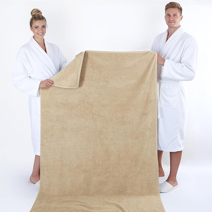 American Soft Linen 100% Cotton 600 GSM Turkish 40x80 Oversized Bath Towel Sheet, Extra Large Adult Towels for Bathroom, Beige Bath Sheet