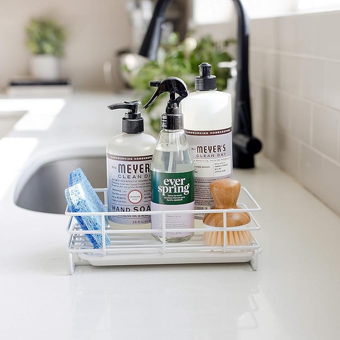 Kitchen Sink Sponge Soap Holder For Countertop Large White Kitchen Soap Tray Sink Organizer