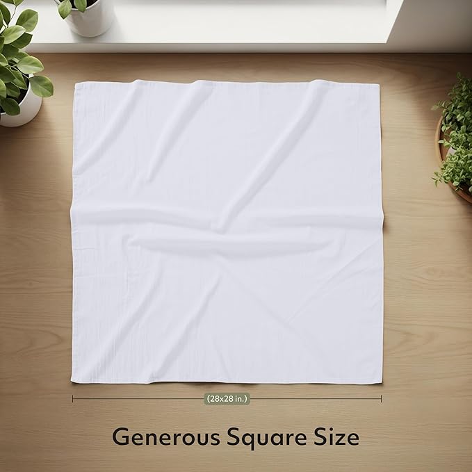 Utopia Kitchen White Flour Sack Towels [12 Pack - 28 x 28 Inch] 100% Cotton Tea Towels for Cleaning & Drying - Highly Absorbent Kitchen Dish Cloth
