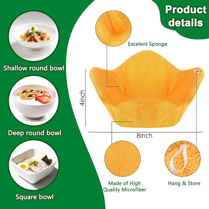 Microwave Bowl Cozy Holders - Set of 4 Microwave Safe Hot Bowl Holders with Heat Resistant Fabric, Soup Bowl Snuggies for Hot & Cold Dishes, Quilted Hot Pads to Prevent Hand Burns, Ideal Kitchen Gift