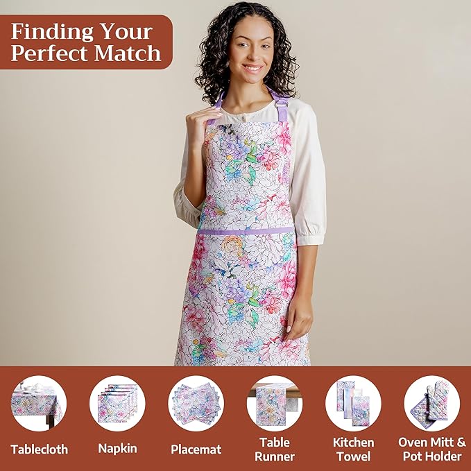 Maison d' Hermine 100% Cotton Apron for women with Pocket Kitchen Chef Apron for Men Cooking Mothers Day Gifts