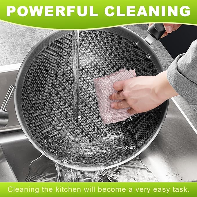 12 Pcs Multipurpose Wire Dishwashing Rag, Upgraded Double-Layer Non-Scratch Wire Dish Cleaning Cloths, Reusable Steel Scrubberfor Kitchen, Cookware, Sinks, Stove Tops, 10"x10"