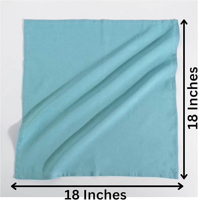 FINGERCRAFT Dinner Cloth Napkin Cotton Linen Blend 12 Pack Natural Premium Quality Mitred Corner for Every Day Use Pre Shrunk and Good Absorbency 18x18 in Easter Color Sky Blue