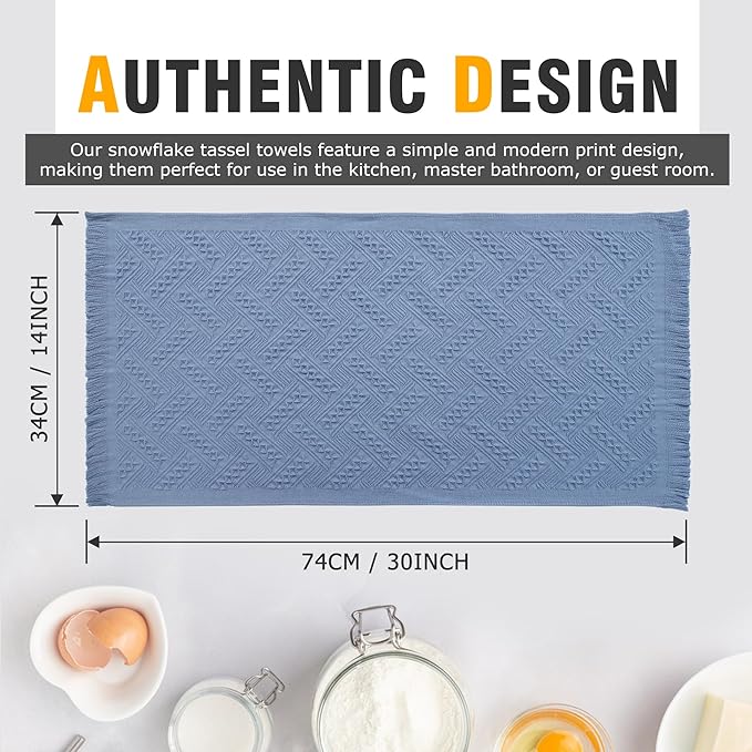 YoulerTex Luxury Decorative Hand Towels Bathroom: 2 Packs 14X30 100% Cotton Turkish Absorbent Soft Face Towel Set for Boho Bathroom Decor Kitchen Hotel Spa Farmhouse Guest Tea Gift (04 Blue, 14"x30")