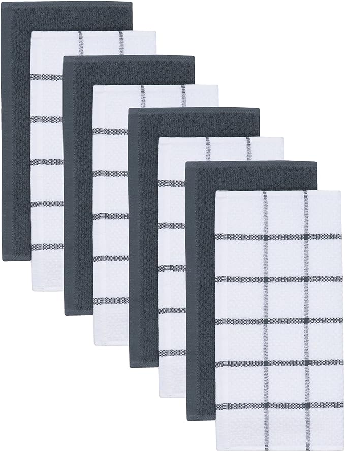 Cleaning Rags Cleaning Cloths for Cleaning House, Cotton Dish Cloths Dish Rags for Washing Dishes, Set of 8, Light and Soft Terry Kitchen Washcloths Kitchen Rags,12 Inch x 12 Inch (Grey Set)