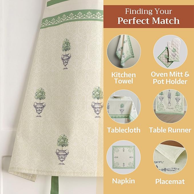 Maison d' Hermine 100% Cotton Apron for women with Pocket Kitchen Chef Apron for Men Cooking Mothers Day Gifts