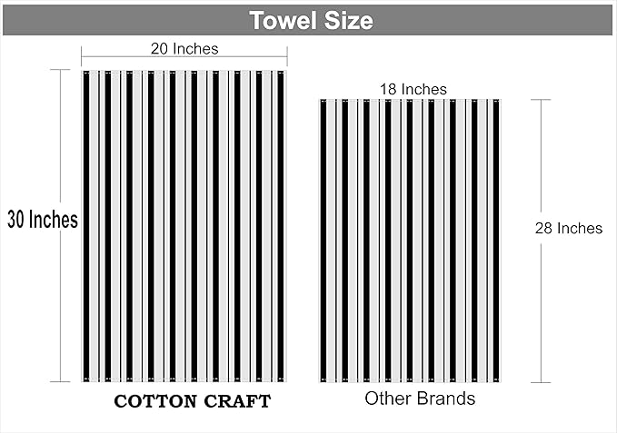 COTTON CRAFT Oversized Kitchen Towels - 4 Pack 100% Cotton Basketweave Tea Dish Towels - Absorbent Reusable Low Lint Quick Dry - Cooking Drying Restaurant Bar Cleaning Cloth Napkin -20x30 Black Stripe