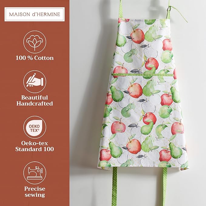 Maison d' Hermine 100% Cotton Apron for women with Pocket Kitchen Chef Apron for Men Cooking Mothers Day Gifts