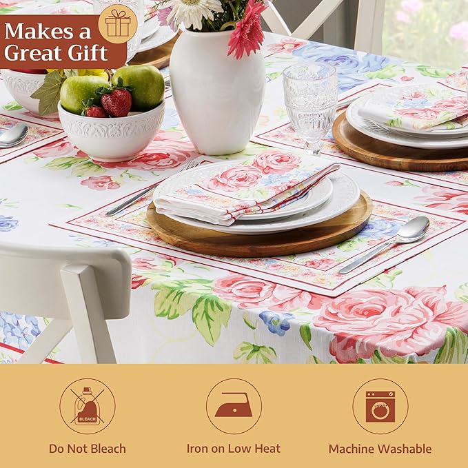 Maison d' Hermine Cloth Napkins Set of 4 100% Cotton Everyday Reusable Square Napkins Cloth Washable Dinner Party Wedding Restaurant Gifts for Mothers Day Spring/Summer(Vintage Floral, 20" x 20")