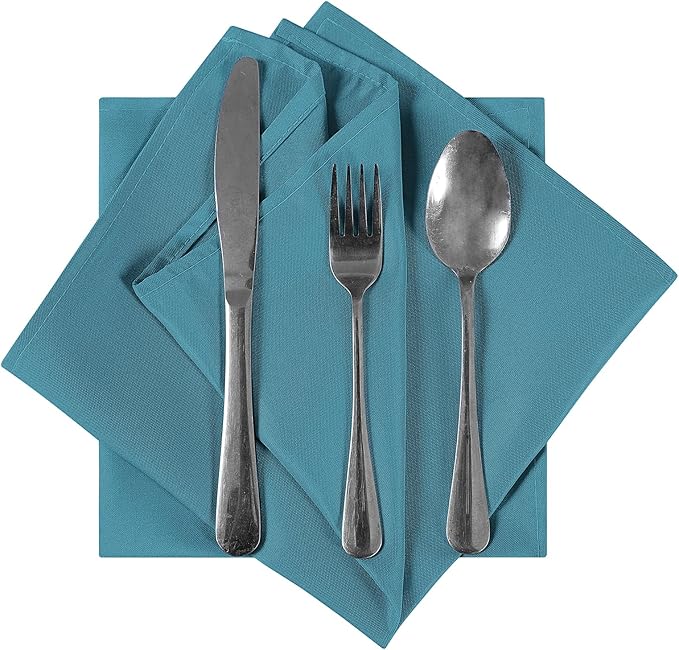 Bailarina Cloth Napkins Set of 40,17x17 inches Dinner Napkins Cloth Washable,Polyester Square Table Cloth Napkin Bulk with Hemmed Edges Ideal for Banquets, Parties and Weddings-Peacock Blue