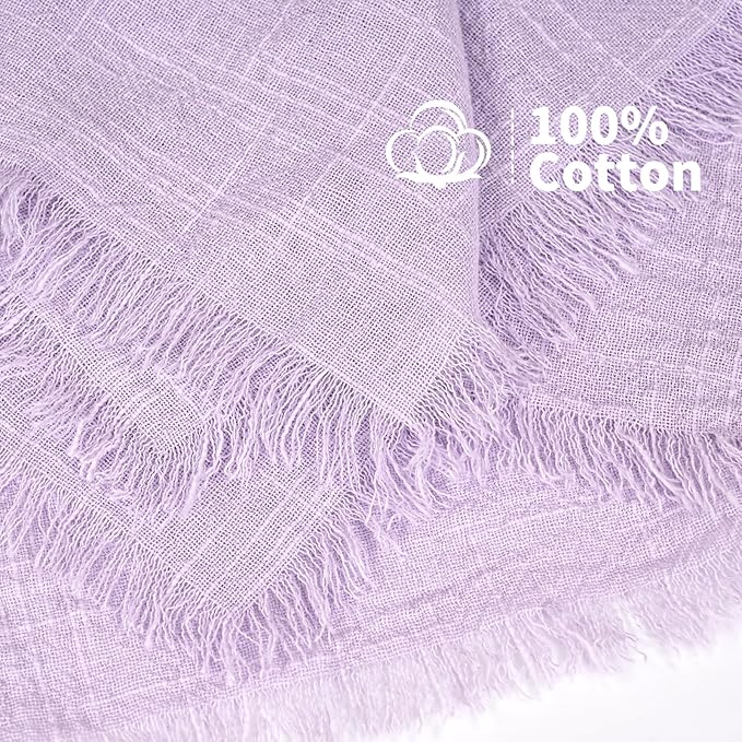 Showgeous 10 Pack Lavender Cloth Napkins with Fringe 16x16 inch 100% Cotton Purple Napkins Handmade Dinner Napkins Bulk Washable Soft Rustic Table Napkins for Wedding Parties Bridal Baby Shower