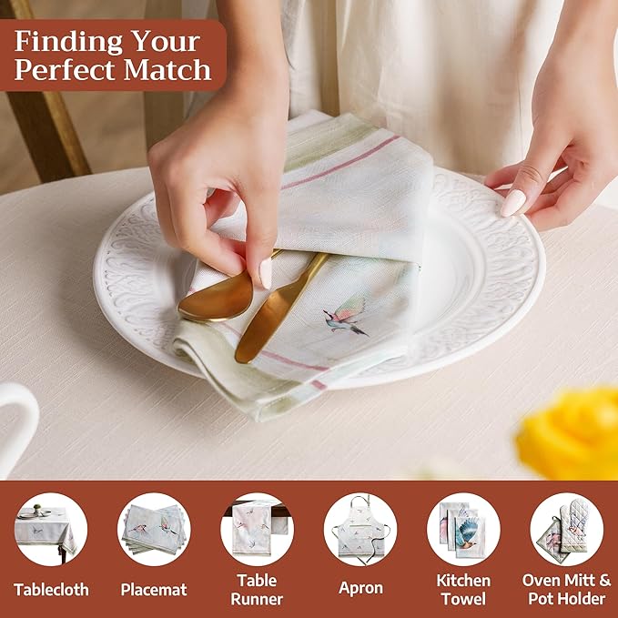 Maison d' Hermine Cloth Napkins Set of 4 100% Cotton Everyday Reusable Square Napkins Cloth Washable Dinner Party Wedding Restaurant Gifts for Mothers Day Spring/Summer (Flying Birds, 20" x 20")