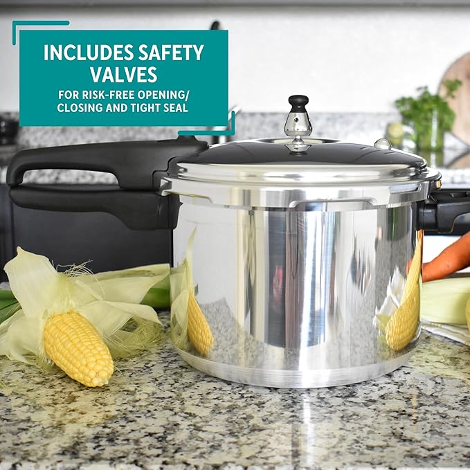 Mirro 92160A Polished Aluminum 10-PSI Pressure Cooker Cookware, 6-Quart, Silver -