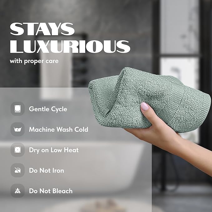 White Classic Green Hand Towels for Bathroom [12 Pack] Cotton Hand Towel Bulk for Gym, Kitchen and Spa, 16x27 Inches Soft Highly Absorbent Quick Dry Terry Salon Towels
