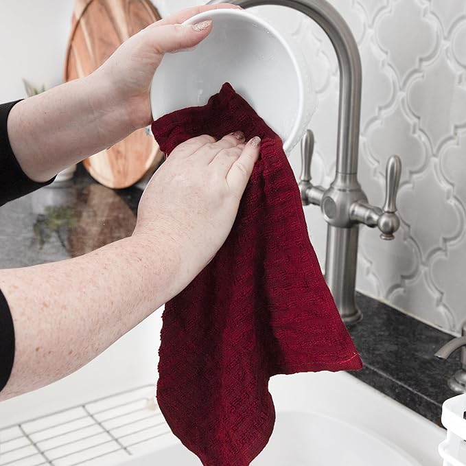 Ritz Royale Collection 100% Combed Terry Cotton, Highly Absorbent, Kitchen Dish Cloth Set, 13-3/4" x 12", 3-Pack, Solid, Paprika