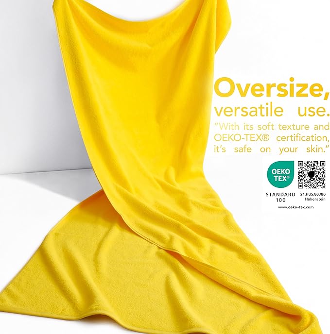 American Soft Linen 100% Cotton 600 GSM Turkish 40x80 Oversized Bath Towel Sheet, Extra Large Adult Towels for Bathroom, Yellow Bath Sheet