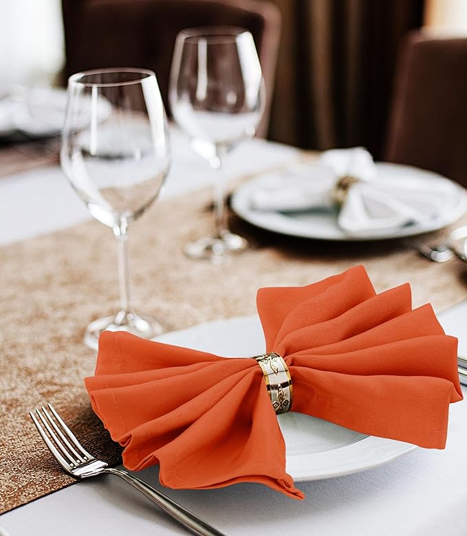 Utopia Home [24 Pack, Orange] Cloth Napkins 17x17 Inches, 100% Polyester Hemmed Edges, Washable and Reusable Ideal for Halloween, Thanksgiving, Parties, Weddings and Dinners