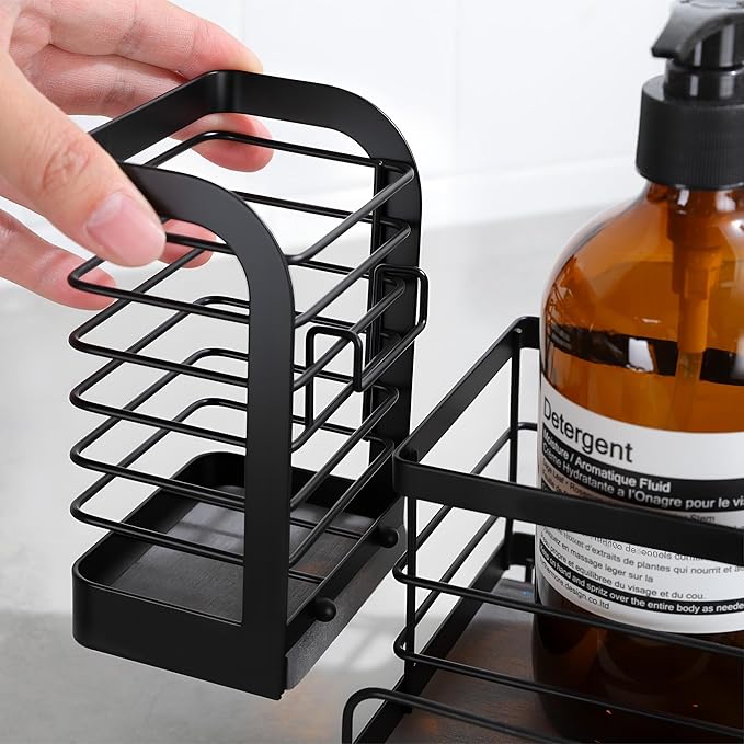 Kitchen Sink Organizer with Instant Drying Stone, Dish Sponge Holder for Kitchen Sink, Stainless Steel Kitchen Brush Holder