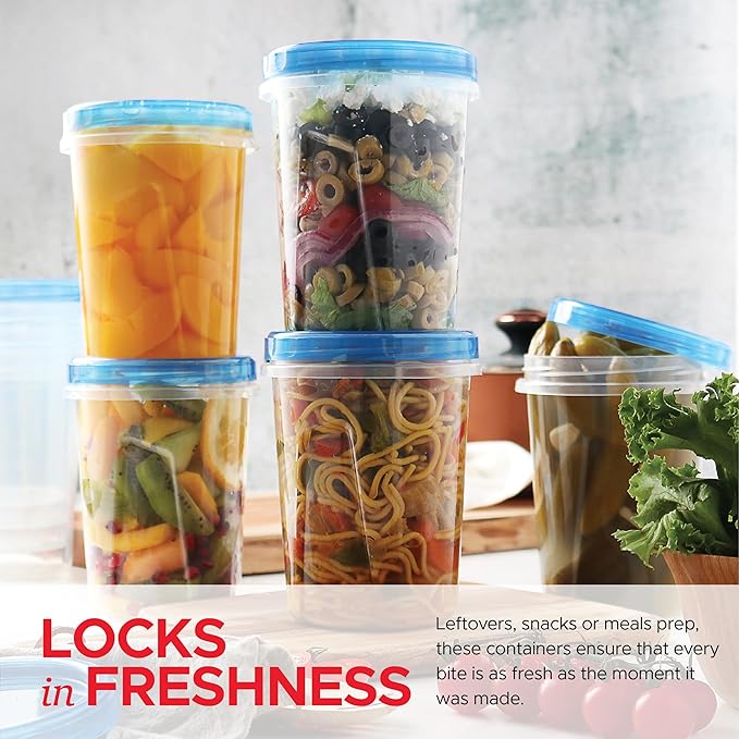 Tafura 10 Pack 32 Oz Freezer Storage Containers Leak-Proof - BPA Free Soup Containers with Lids - Reusable Freezer Containers for Food with Twist Top Lids - Ideal for Meal Prep, Leftovers & Pantry