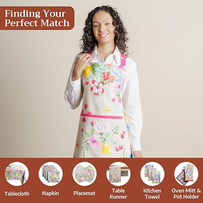 Maison d' Hermine 100% Cotton Apron for women with Pocket Kitchen Chef Apron for Men Cooking Mothers Day Gifts