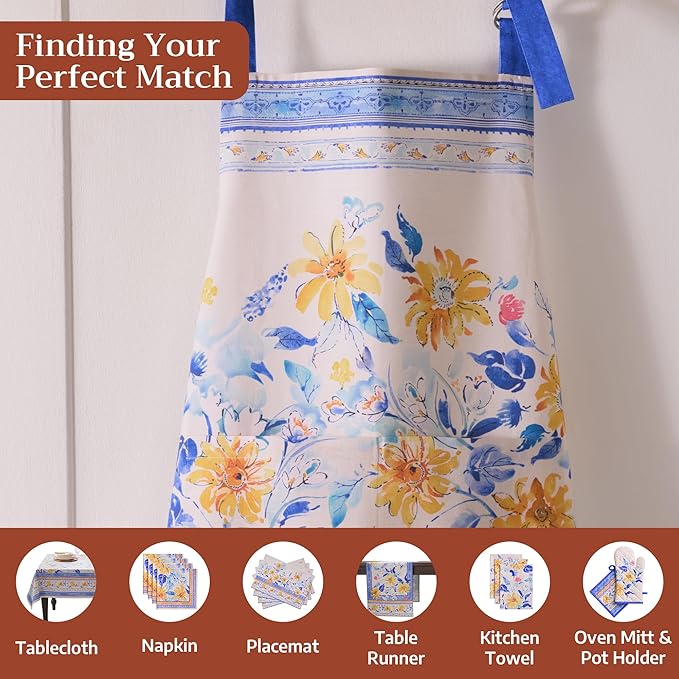 Maison d' Hermine 100% Cotton Apron for women with Pocket Kitchen Chef Apron for Men Cooking Mothers Day Gifts