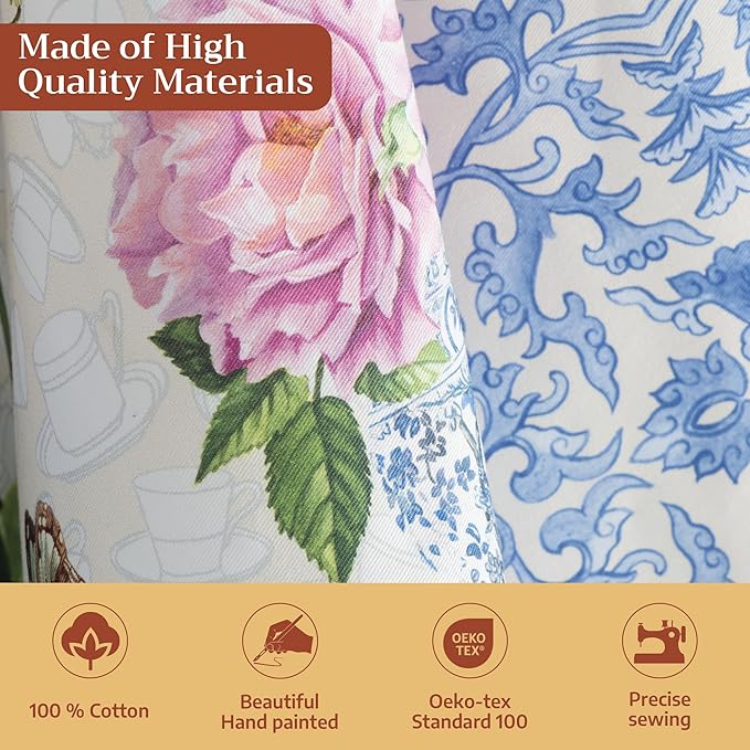 Maison d' Hermine Kitchen Towels Set of 3 100% Cotton 27.50" x 20" Reusable Cloth Tea Dish Towels Absorbent with Hanging Loop for Kitchen Gifts for Mothers Day Spring/Summer (Canton)