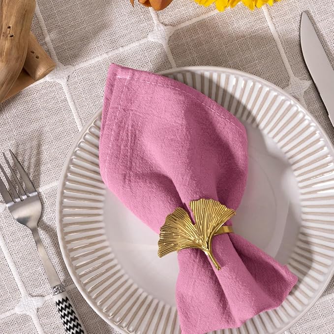 MLMC 8 Pack Mauve Pink Cloth Napkins Rustic Washable Cotton Linen Napkins Set of 8 17"x17" Reusable Dinner Napkins Cloth for Wedding Bridal Shower Tea Party Picinc Everyday Use