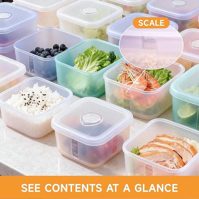 OTB Set of 2 Reusable Silicone Containers Clear, Nesting Leak-free Silicone Food Storage Boxes, BPA Free, Airtight, Dishwasher and Freezer Safe (Clear XL+L)