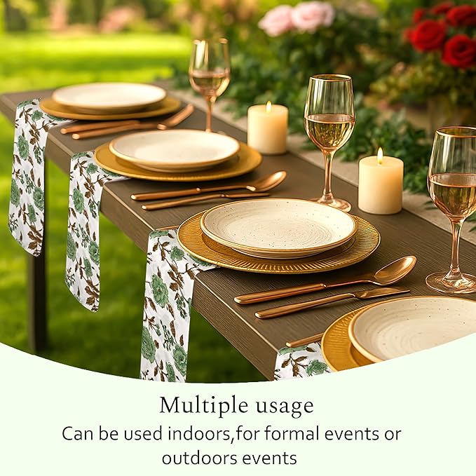 CPC Cloth Napkins Set of 4 Cotton Printed Dinner Hand Print Napkins I Wedding Cocktail Cloth Floral Napkins I 18x18 in I Moss Green