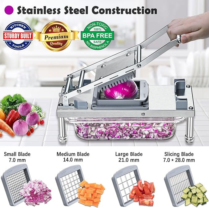 Vegetable Chopper, Veggie Chopper With 10 Blades, Onion Cutter with Container, Pro All-in-1 Food Dicer (10 Blades)
