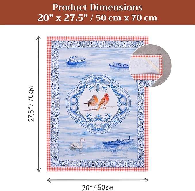 Maison d' Hermine Kitchen Towels Set of 3 100% Cotton 27.50" x 20" Reusable Cloth Tea Dish Towels Absorbent with Hanging Loop for Kitchen Gifts for Mothers Day Spring/Summer (Amsterdam Canals)
