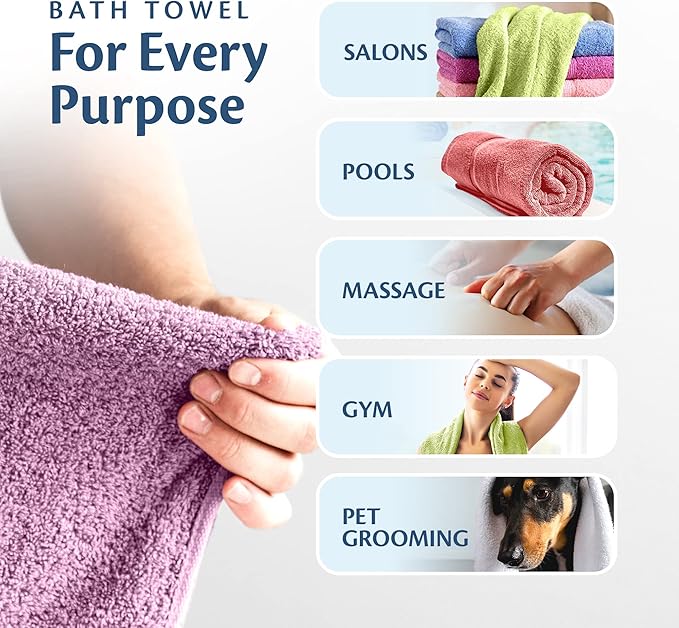 Small and Lightweight Cotton Towels Assorted Pastel Mix 24 x 40 inches Towels (18)